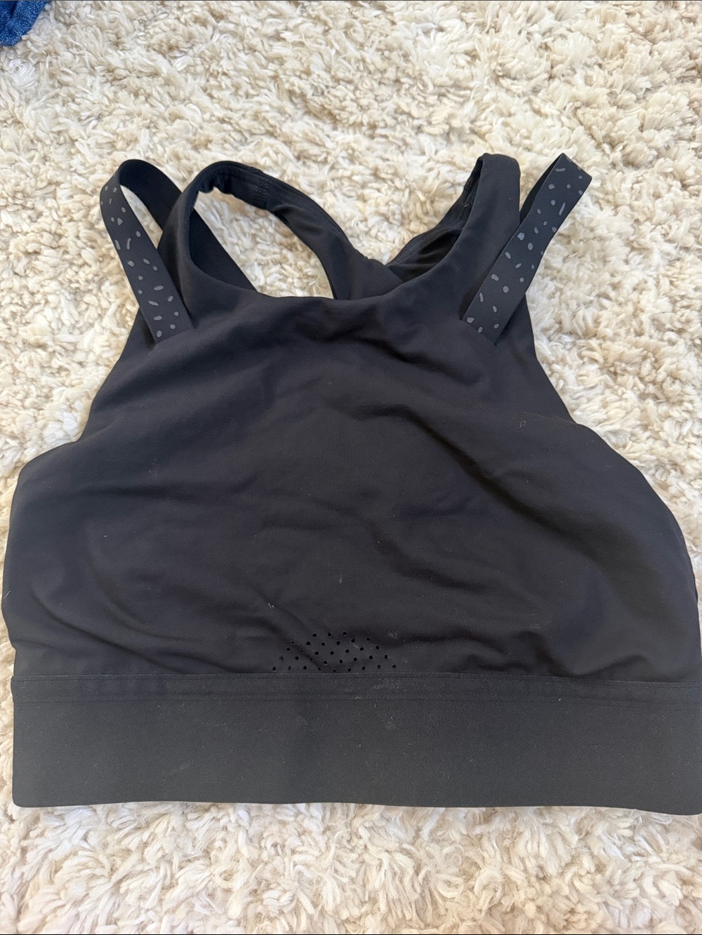 lululemon Black High-Neck Sports Bra with Dot-Detail Straps